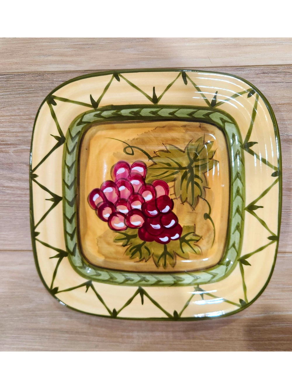 Culinary Arts Studio Collection Square Grapes Salad Plate Multicolor Stoneware
